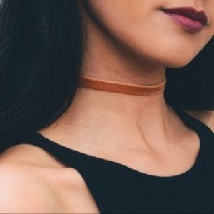 Camel Skinny Velvet Strap Adjustable Choker